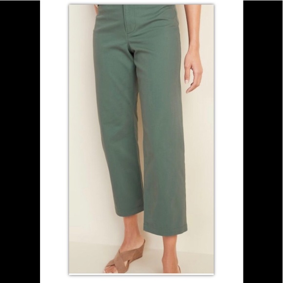 Old Navy Pants - BNWT Old Navy Green High Rise Wide Leg Chinos 16